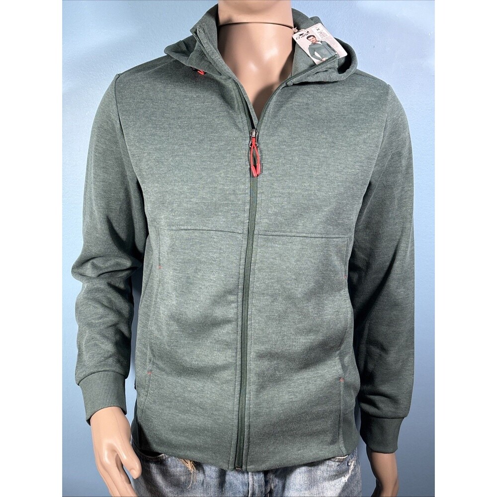 Crane Performance Green Hoodie (Men’s M) • New • Zipper With Orange Accents